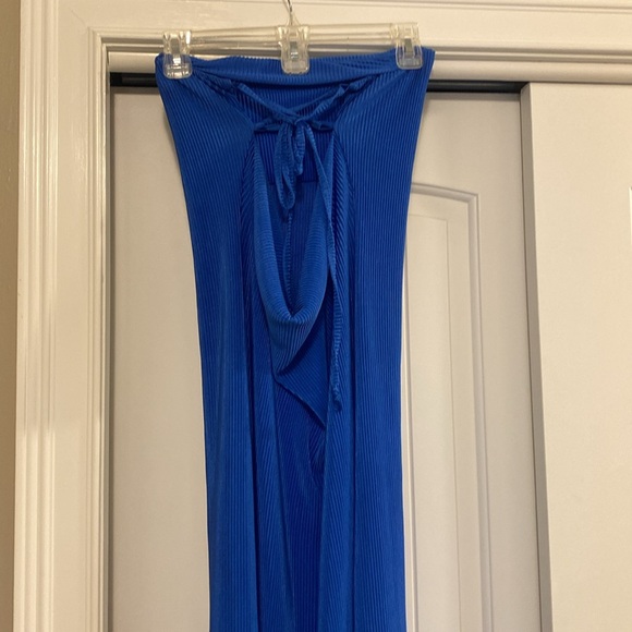 Strapless blue ribbed maxi dress. With open back! Size small-medium - Picture 3 of 3
